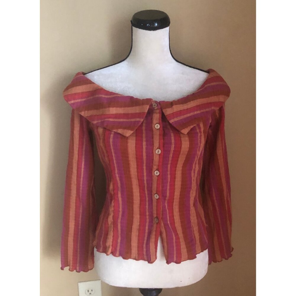 NWT Free People Giving Me Butterflies Free-est striped off shoulder top - Picture 3 of 5